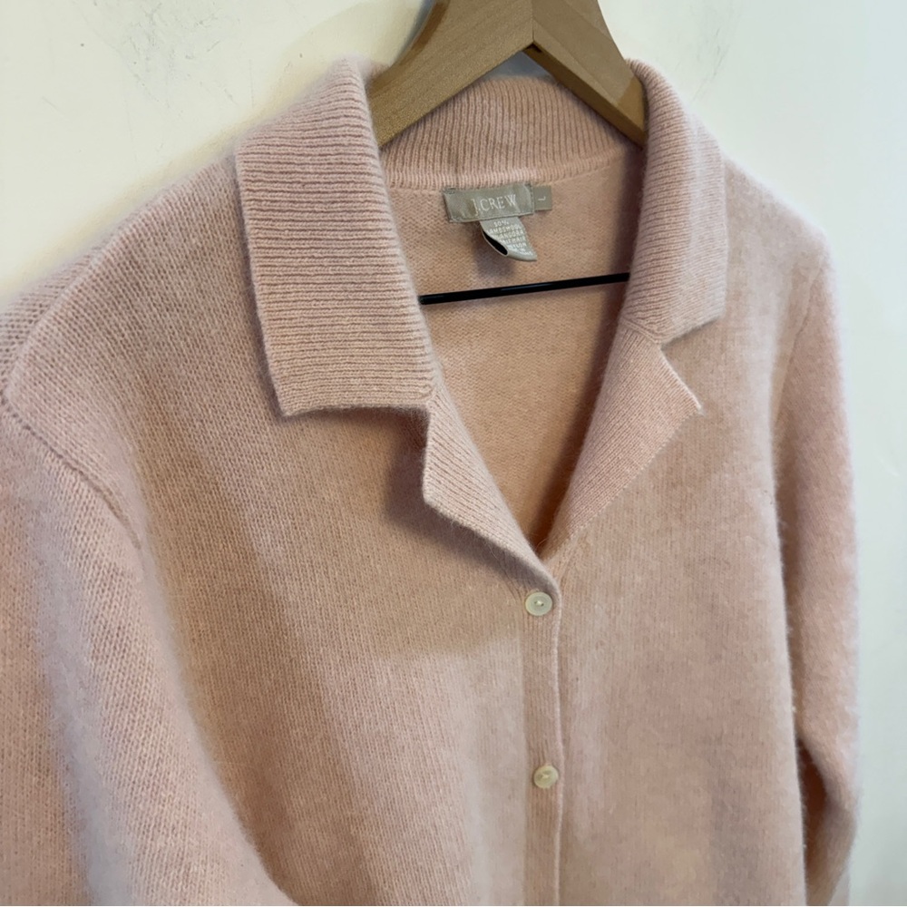 J. Crew Soft Pink Collared Button-Front Lambswool… - image 4